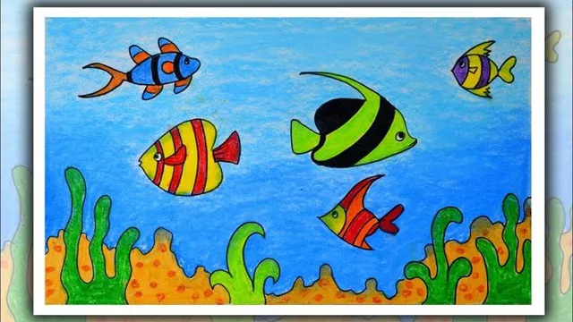 how to draw an aquarium with fish