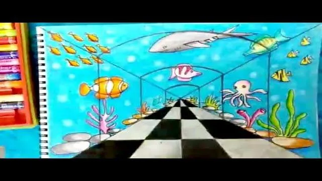 how to draw underwater scene how to draw fish aquarium