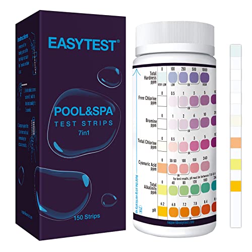 EASYTEST 7-Way Pool Test Strips, 150 Strips Water Chemical Testing ...